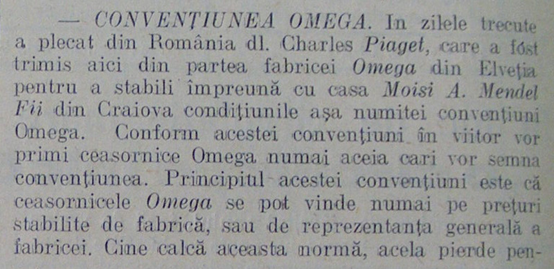 "Conventiunea Omega" | Moisi A. Mendel | 1930