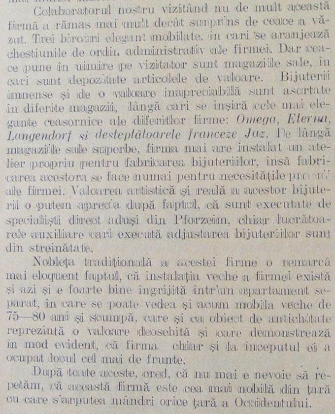 "O firma cu adevarat nobila" - Moisi A. Mendel | Orologiul, an IV, nr. 5 - martie.1930