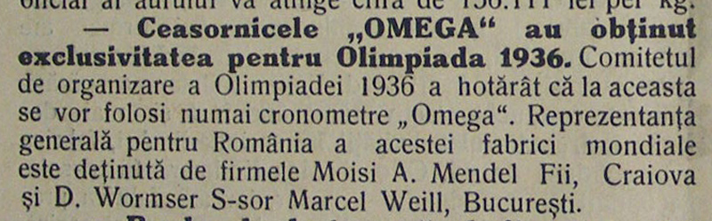 Omega | Olimpiada 1936 | Moisi A. Mendel