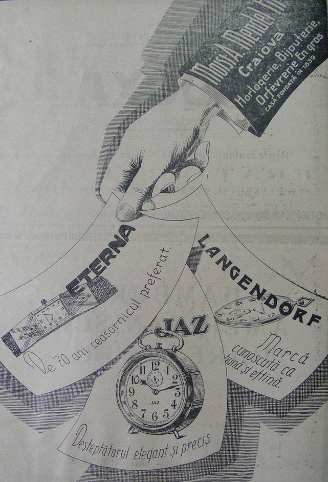 prima reclama Moisi A. Mendel Fii | in Orologiul, an VI, nr. 7, 30 noiembrie 1927